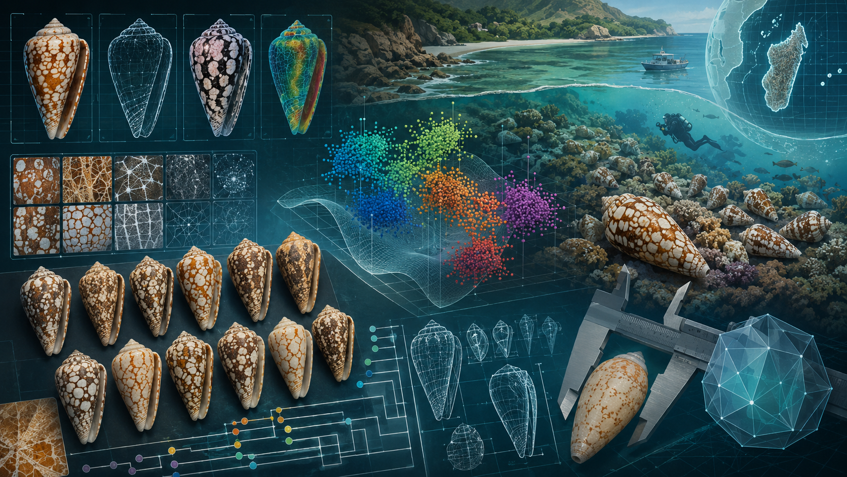Phenotypic Structure in the Conus pennaceus Complex: Integrating Interpretable Morphometrics and Self-Supervised Image Embeddings